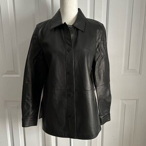 NWT HUGO HUGO BOSS Women 100% Lamb Leather Coat, Black, Medium